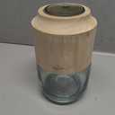 5.5x 9 
VASE Scandinavian boho style glass and wood