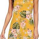 Women's Summer Dresses 2024 Beach Casual Sleeveless Floral Print Tank Loose Sundress with Pocket Size M