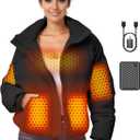 Graphene Women Heated Jacket 12V Fast Charge 18400mAh Large Capacity (Medium, Black)