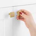 10 Pack 1-1/8 Inch, Square Brushed Gold Cabinet Knobs Gold Drawer Knobs Gold Cabinet Pulls, ZK2401 Solid Kitchen Hardware for Cabinets Drawers Bedroom Dresser Bathroom Vanity Cupboard