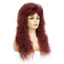 Red Long Curly Wig for Women 80s Rocker Wig with Bangs Synthetic Heat Resistant Wigs for Halloween Costume Cosplay Use