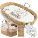 Baby Changing Basket Set, 100% Natural Seagrass Artisan Crafted
Set of 4 Pieces Unisex Moses Basket With Diaper Caddy, Towel, Portable Changing Pad & Dual Layer Waterproof Cover