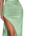 Memoriesea Women's Sexy One Shoulder High Split Cocktail Wedding Party Maxi Dress (Medium)