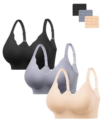 HBselect Jelly Bras for Women No Underwire 3PCS Comfort Wireless Push Up Bras Seamless Scalloped Lift Everyday Bralettes