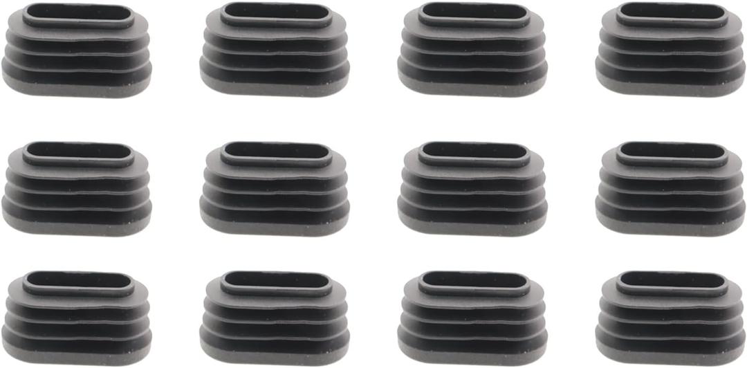 12PCS 0.59x1.28inch Black Oval Plastic Pipe Insert Chair Leg Table Leg Casing End Cap Furniture Leg Cap Tube Insert Suitable for Desk Filing Cabinet Furniture