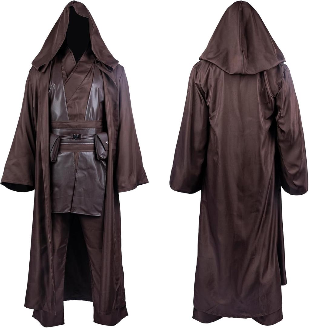 Adult Tunic Costume Mens Cosplay Full Set Halloween Star Cosplay Costume Cloak (X-Large, Dark Brown)