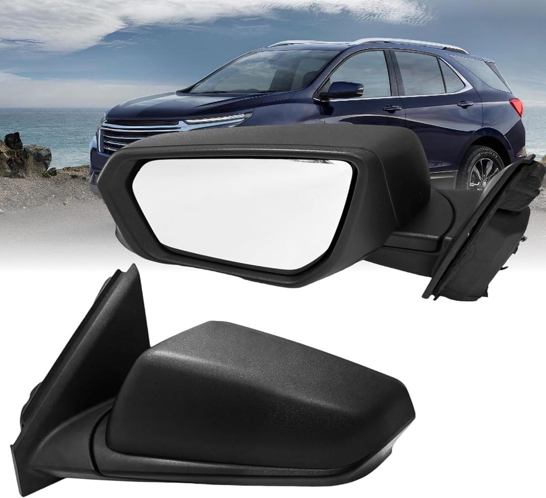 Left Driver Side Mirror Compatible With 2018-2023 Chevy Equinox With Heated Power Glass Manual Folding 5 Pins Textured Black #GM1320559