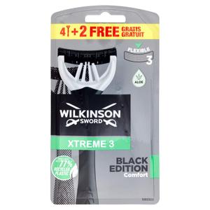 Wilkinson Sword Xtreme 3 Black Edition Disposable Razors (Aloe Vera) 4 + 2 Ks