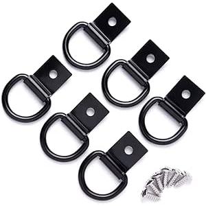 D-Ring Tie Down Anchors 6  PCS Stainless Steel D Shape Pull Hook Tie Down Anchor Ring Iron Cargo for Van,Car,Boats,Trailer,Truck Bed
