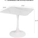 Square Modern Dinning Table 30 inches for 2-4 Bistro Tulip Table with Faux Marble top,Easy Install Construct,no Wobble,Stable Sturdy Metal Frame Diameter 30in*H28.74in(White, 30in)