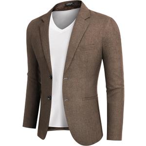 COOFANDY Men's Blazer Casual Slim Fit Sport Coats Two Button Lightweight Suit Jacket (XX-Large, Brown)