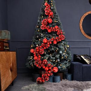 Christmas Ball Garland Ornaments Hanging Shatterproof Xmas Balls Decorations for Home Indoor Outdoor Mantel Holiday Party Christmas Tree Supplies(9 ft,Red)