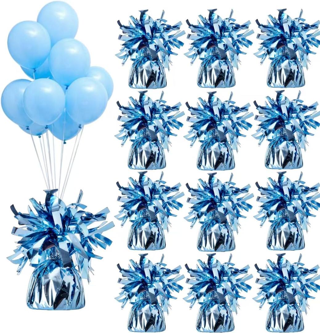 balloon weights are perfect for parties, birthdays, weddings. Each pack includes 12PCS durable weights that easily decorate balloons and elevate any celebration.(Light blue100g)