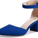 IDIFU Women's IN2 Pedazo Dress Shoes Low Block Heels Comfortable Chunky Closed Toe Ankle Strap Wedding Pumps (6.5)