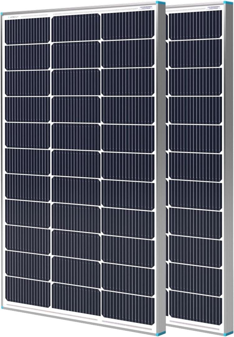 Renogy 2PCS Solar Panels 100 Watt 12 Volt, High-Efficiency Monocrystalline PV Module Power Charger for RV Marine Rooftop Farm Battery and Other Off-Grid Applications, 2-Pack 100W