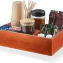 ALELION Coffee Station Organizer with Removable Dividers - Wood Coffee Bar Accessories Organizer for Countertop - Pod Holder Basket for K Cup Sugar Tea