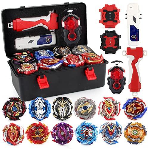 Daoyehsy Battling Top Burst Launcher Game Set, 12 Spinning Tops Gyros 3 Launchers with Storage Box Great Birthday Present for Boys Age 6 8 10+