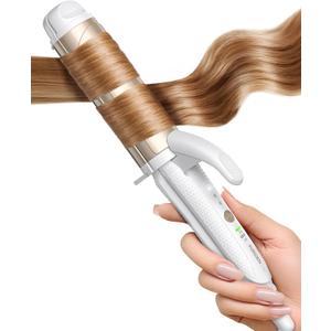 FURIDEN Lite DualVoltage Curling Iron: 110V240V 1 1/2 Inch Ceramic Wide Barrel 2in1 Curling Iron for Chin Length Hair Europe Travel for Soft Curls with Clamp, 1.5″ Barrel — Chin length, Soft Curls