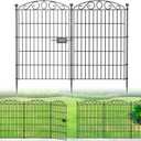 12 Panel Garden Fence with Gate - 36in H x 24.1 ft L, No Dig Rustproof Metal Tall Animal Barrier for Dogs Rabbits, Decorative Outdoor Border for Yard, Patio, and Flower Beds
