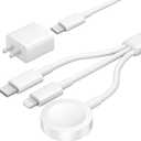 for Apple Watch Charger 3 in 1 Magnetic iWatch Charger with USB-C Fast Charging Cable 4FT with 12W Wall for iPhone Apple Watch Series Ultra SE 11 10 9 8 7 6 5 4 3 & iPhone 17/16/15/Galaxy S23