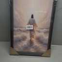 Dark Brown Framed Jesus Walks On Water Canvas Wall Art Jesus walking on water back view Wall Decor Picture Christian Bible Stories Poster Print painting for Living Room Bedroom Church Decoration