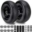 2 Pcs 11x4.00-5 Lawn Mower Tires Flat Free and Wheel, Universal Smooth Solid 11x4-5 Zero Turn Mowers Front Tires With 3/4" 5/8" 1/2" Ball Bearings, 3.4"-5.6" Centered Hub, For Residential & Commercial