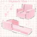 SLIGUY Toddler Couch Convertible Sofa to Lounger Pull Out Couch Sherpa Cover Dark Pink, Medium