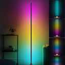 Tyute RGB Corner Floor Lamp, LED Standing Lamp with Luminous Base, Music Sync and 16 Million Colors, App & Remote Control, Color Changing Mood Light for Bedroom, Living Room, Gaming Room