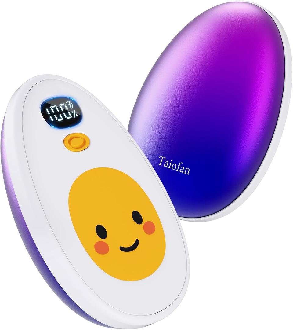 Hand Warmers Rechargeable, 2 Pack Cute Egg Design, LED Display, 4 Levels Fast Heating Magnetic Electric Hand Warmers, Portable Pocket Heater Gifts for Women Men Outdoor Camping Hunting Golf (Midnight)