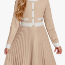 GRACE KARIN Girls Sweater Fall Dress Long Sleeve Knit A Line Contrast Casual Winter Dresses 10y