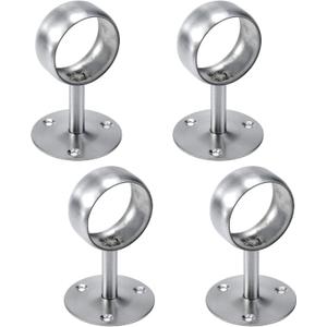 Antrader 2" Curtain Rod Ceiling Mount Bracket, Stainless Steel Flange Bracket, Shower Curtain Wardrobe Closet Rod Holder with Screws, Silver - Pack of 4