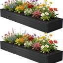 zunatu 10x2x1 ft(2 Pack) Galvanized Raised Garden Bed,Outdoor Planter Box Metal Patio Kit Planting Bed for Vegetables Flowers and Succulents,Black