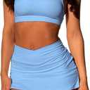 Two Piece Tennis Skirt Sets for Women 2 Piece Mini Skirt Set Going Out Golf Skort Athletic Skirt Pickleball Outfit (Size, X-Small)