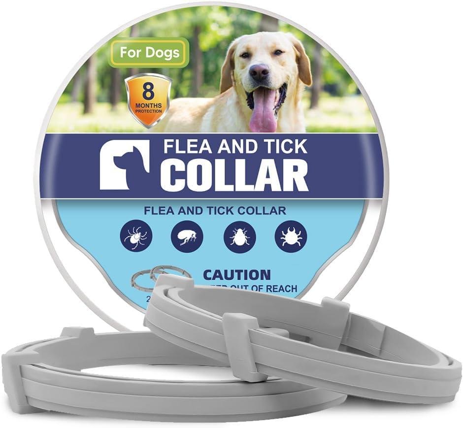 Flea Collar for Dogs, Tick Collar for Larger Dogs, Dog Flea Collars,8 Months Protection,Plant-Based Ingredients,Comfortable Dog Flea Collars  Perfect for Sleep, Play, Walks & Water Fun-2P (2 Ounce ( Pack of 2 ))