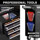 4-Piece Magnetic Wrench Organizer, 48-Slot Wrench Rack Tool Trays, Durable ABS Wrench Holder for Tool Box Drawer Chest, SAE (1/4" to 1-1/16") & Metric (6 to 24mm), Red/Blue