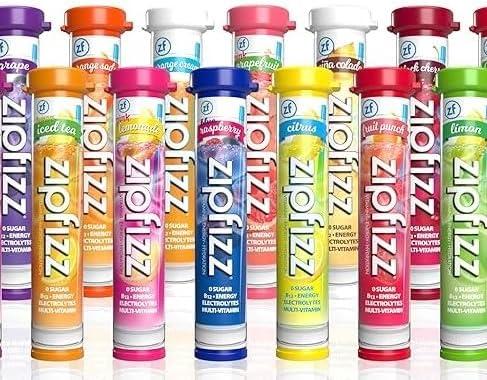 Zipfizz Energy Drink Mix Variety Pack – 30 Count – Zero Sugar – Electrolytes + B12 + Caffeine – Includes Citrus, Fruit Punch, Blue Raspberry, Peach Mango, Orange Cream – Energy On-The-Go Powder Sticks. EXP 09/2025