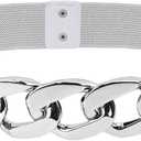 Glamorstar Women Wide Elastic Belts for Dresses Stretchy Cinch Waist Belts (Gray)