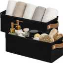 StorageWorks Narrow Storage Bins, Small Basket for Closet and Shelves, Fabric Organizer with Handles, Toilet Paper Storage, Black, 2-Pack (15"L x 6"W x 5"H)