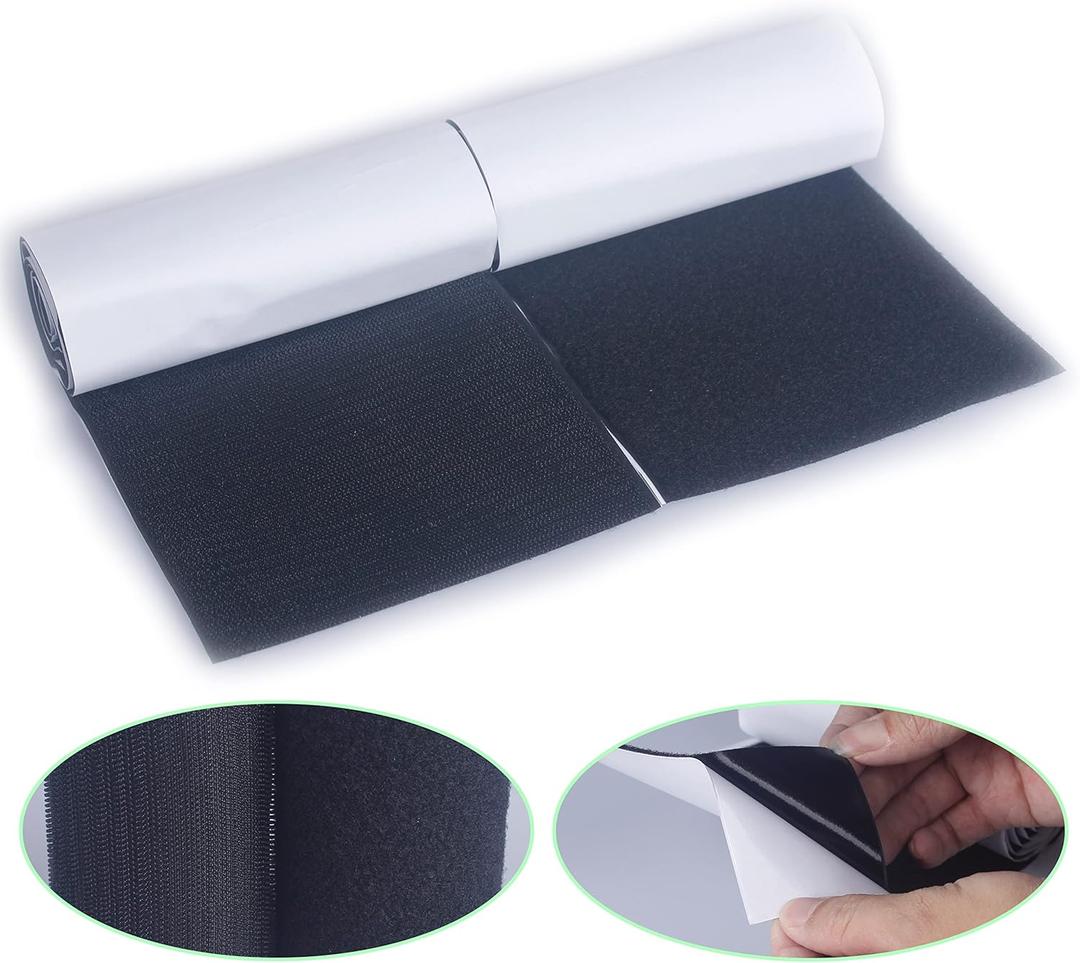 6 Inches Width 1 Yards Length | self-Adhesive Hook and Loop Style Sheets | Super Sticky Glue Nylon Patch | Strips | Patch | Fastener, Black (6in x 1yd)