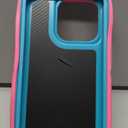 Annymall for iPhone 14 Pro Case with 2 Screen Protector, Heavy Duty Drop Protection Shockproof Full Body 3-Layer Military Rugged Durable Protective Cover for Apple iPhone 14 Pro 6.1" (Pink/Blue)