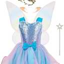 Augwindy Fairy Costume for Girls Princess Tutu Dress with Butterfly Wing Halloween Costume Girls 3-10T
