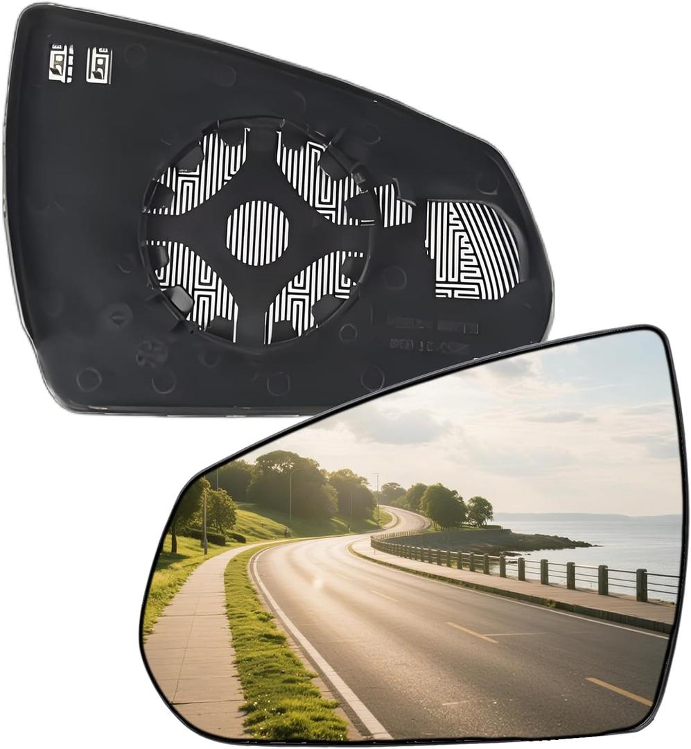 Driver Side Mirror Replacement Glass for Cadillac SRX 2010-2016,Automotive Exterior Heated Left Side View Mirror Glass for 2010 2011 2012 2013 2014 2015 2016 Cadillac SRX(SKOUIO 01-S)