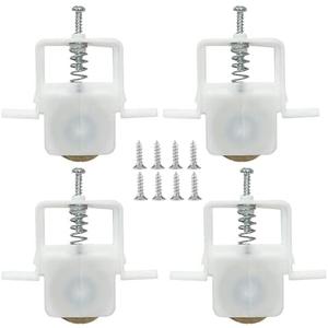 4-Pack Sliding Screen Door Rollers Replacements Hardware with Spring-Loaded Design, White Plastic Housing, Steel Ball Bearing, 1 inch Diameter Replaces B 691 and B 695 Used on Both Top and Bottom