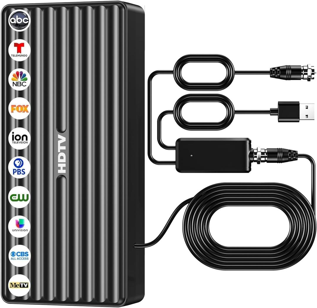 TV Antenna for HD Smart TV Indoor,1000+ Miles Range Digital Outdoor TV Antenna for Free Local Channels, Supports 8K/4K/1080P,33ft Coax Cable (Classic)