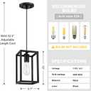 3 Pack 1 Light Adjustable Rustic Farmhouse Pendant Light with 5.7" Lantern Cage Mini Pendant Lighting Fixture Black Finish for Kitchen Island Cafe Bar