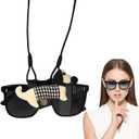 Stylish Puppy Shaped PU Leather Eyeglasses Strap Holder with Adjustable Length - Sunglasses Case for Women and Men (Black)