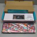 Wireless Keyboard and Mouse Combo, Retro Typewriter Keyboard with Round Keycaps, 2.4GHz USB Cute Wireless Keyboard Mouse for Computer, Desktop, Laptop and Computer (BlackColorful)