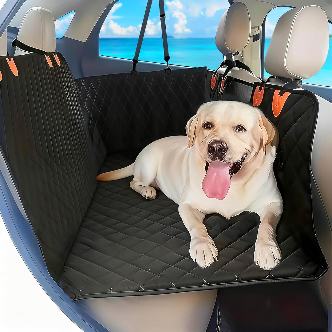 Dog Car Seat Cover for Back Seat Anti Scratch Waterproof, Back Seat Extender for Dogs with Door Protection, Hard Bottom Holds 400LBS, Dog Hammock for Car, SUV, Truck, Crew Cab Universal 54" x 59"