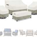 Patio Furniture Covers 4 Piece Set, 600d Heavy Duty Outdoor Furniture Covers Waterproof for Patio Loveseat, Swivel Rocker Chair and Coffee Table, White & Grayish Green (Large, Beige)