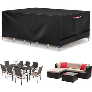 Patio Furniture Cover Rectangle Waterproof, Patio Outdoor Table and Chairs Dining Table Cover Oxford Tear-Resistant, Furniture Set Covers for Winter - 84 x 52 x 28 Inch